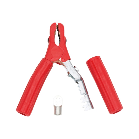 Charger clamp Fully insulated, 600 A - CHRGCLMP-STEEL-(ZN)-ALLINSU-RED-600A