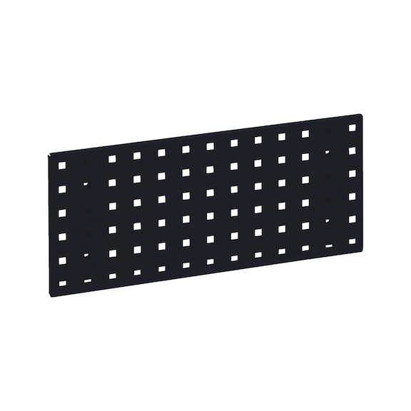 Base plate for square-perforated panel system - BSEPLT-RAL9011-GRAPHITEBLACK-228X495MM