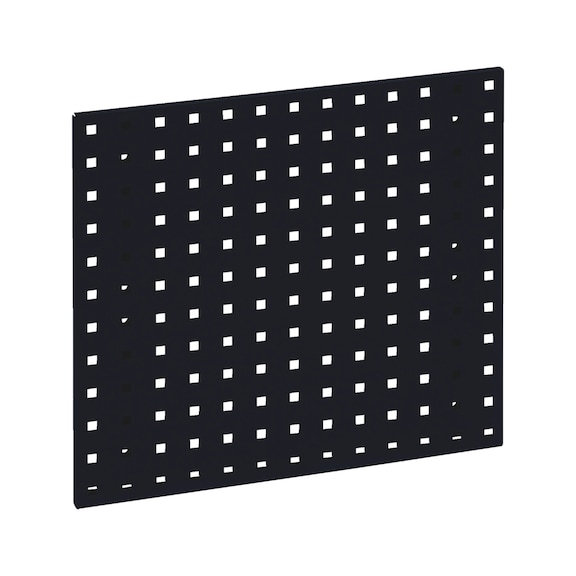 Base plate for square-perforated panel system - BSEPLT-RAL9011-GRAPHITEBLACK-457X495MM