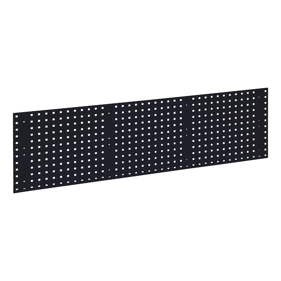 Base plate for square-perforated panel system - BSEPLT-RAL9011-GRAPHITEBLACK-457X1486MM