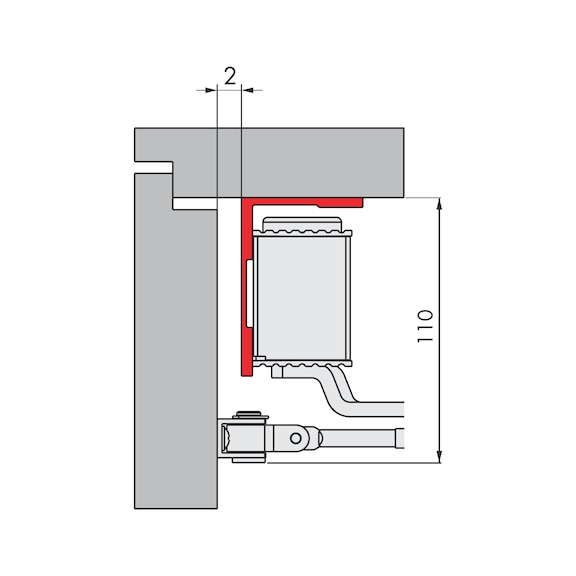 Suporte de caixa de lintel Para molas hidráulicas com mecanismo de braço articulado ou calha deslizante - 5