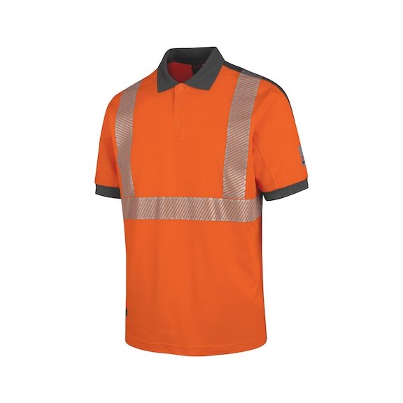 Neon high-visibility polo shirt class 2 - POLOSHIRT NEON ORANGE/GREY XS