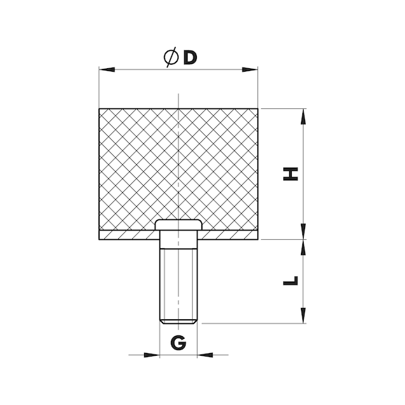 Gummi-Metall-Puffer Typ D - PUFF-GU/MET-D-50X30-M10