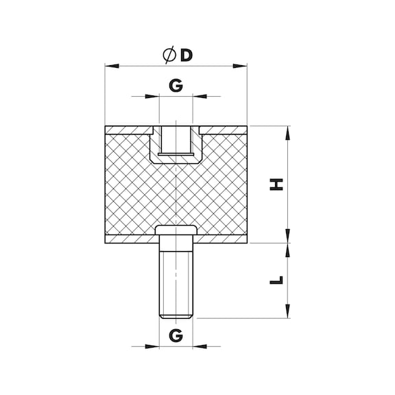 橡胶/金属缓冲垫 B 型 - 减震螺钉-B-30X20-M8
