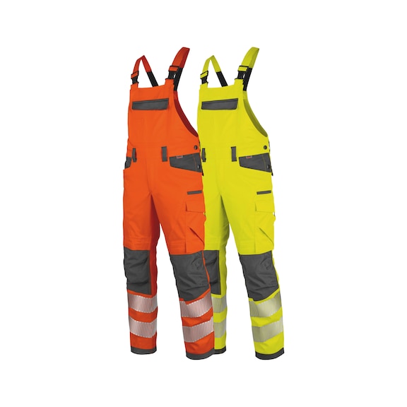 Neon high-visibility dungarees, class 2
