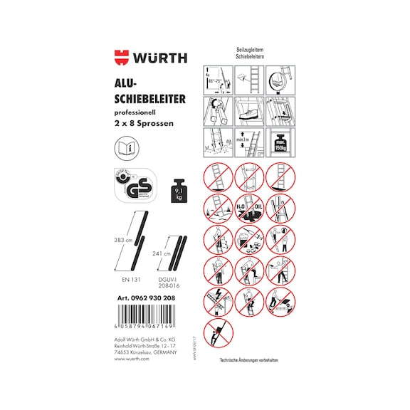 Pictogramme d'étiquette adhésive pour échelle - LBL-(F.LDR-0962930208)-PVC