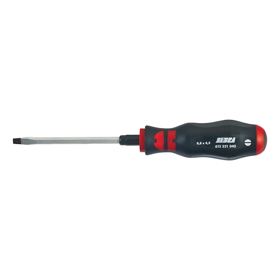 Slotted screwdriver With full-length hexagon shank/hex bolster made from tempered, impact-resistant material - 1
