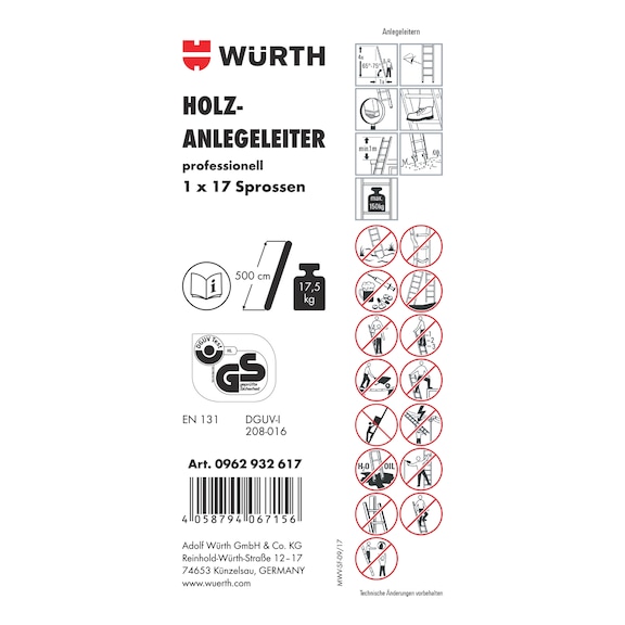 Pictogramme d'étiquette adhésive pour échelle - LBL-(F.LANDLDR-0962932617)-PVC