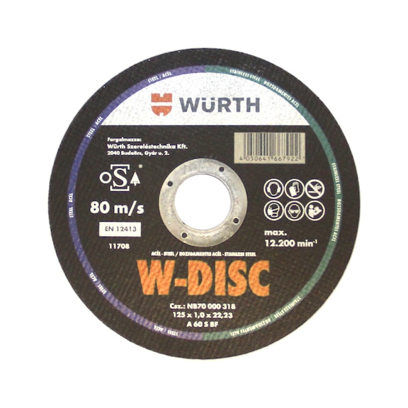 W-DISC VÁGÓTÁRCSÁK ACÉLHOZ - VÁGÓKORONG-W-DISC-D125X1,0