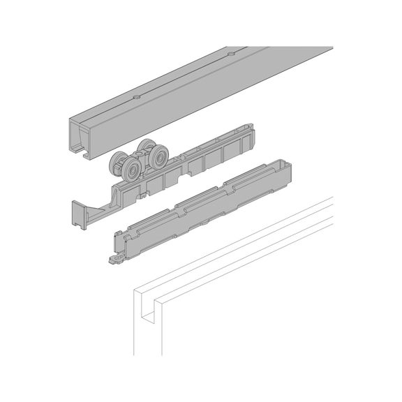 Quincaillerie pour porte coulissante intérieure REDOSLIDE Z60-HNT/Z100-HNT pour montage au plafond - 1