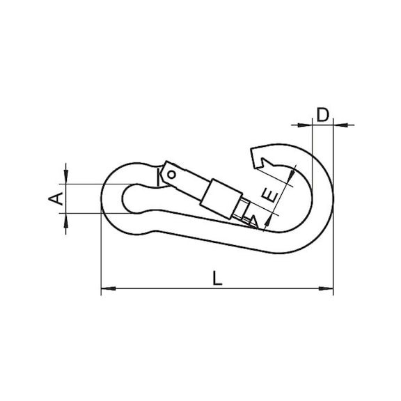 Mousqueton inox A4 brut avec écrou de sécurité - MOUSQUETON VIS SECU A4 D10 L100MM