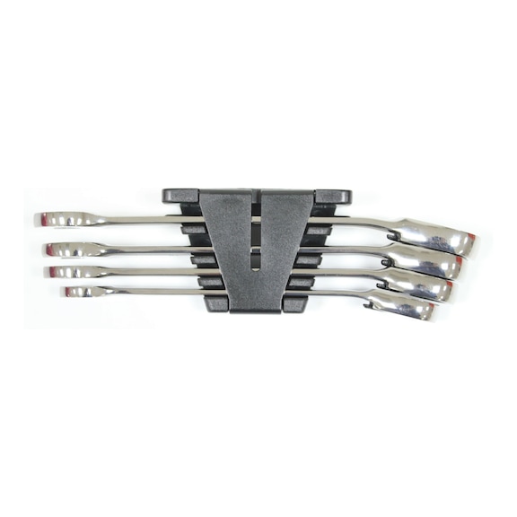 Ratchet combinaion wrench assortment with reversing lever