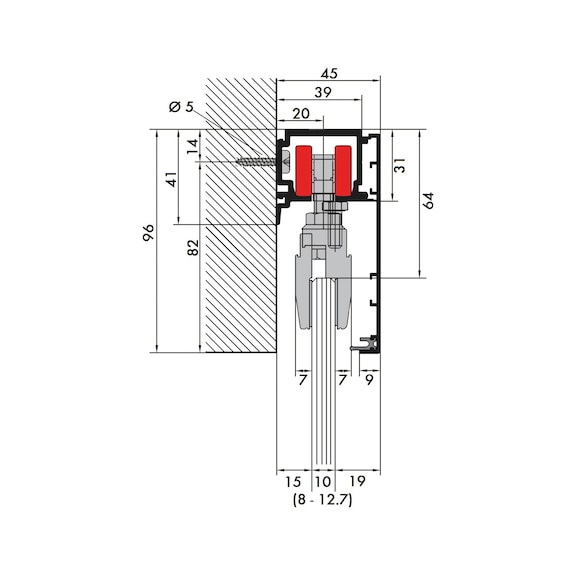 REDOSLIDE Z100-G interior sliding door fitting - 6
