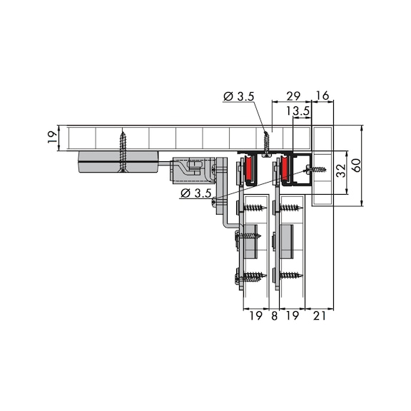 Möbelschiebetürbeschlag-Set redoslide M30-HC für 3 Türen - 2