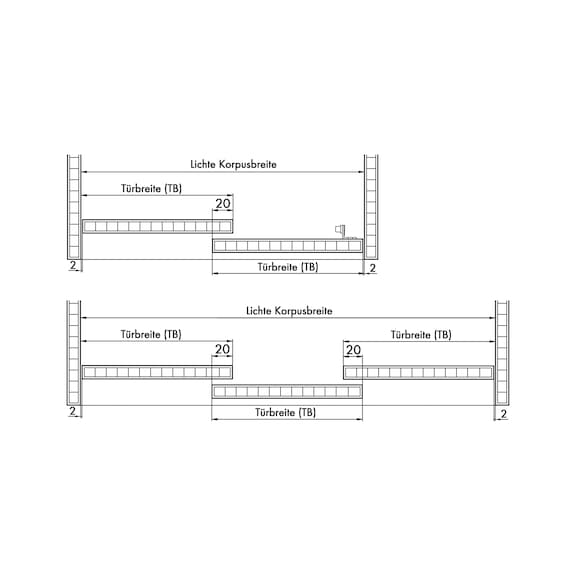 Möbelschiebetürbeschlag-Set redoslide M30-HC für 2 Türen - 4