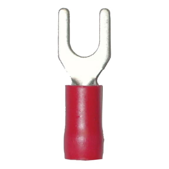 Crimp cable lug, fork shape Polyamide insulated - FORK-SHAPEN CABLE CON RED   M4