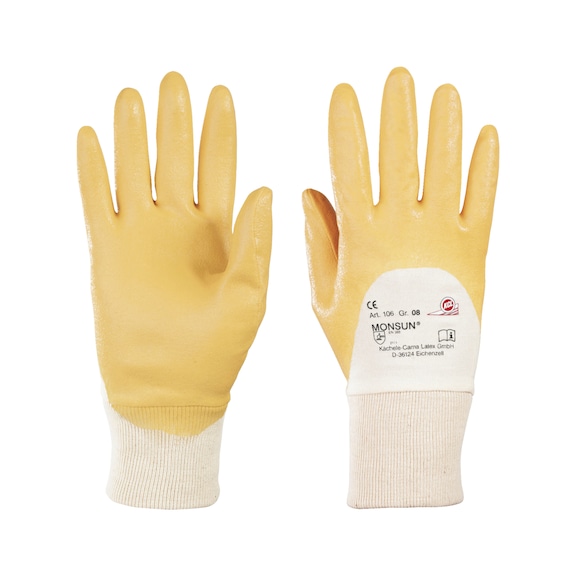 Protective gloves, knitted and coated