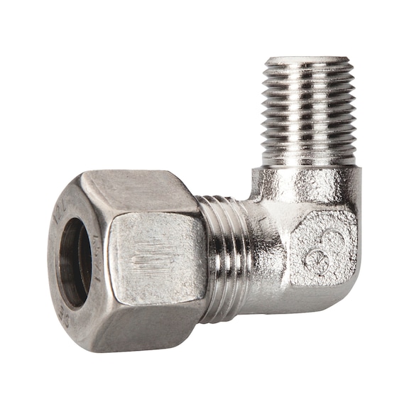 Basic angle connector 90° GL, A4 NPT, external cone / pipe