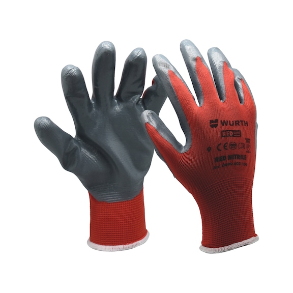 Ochranné rukavice Červená barva, nitril - 2