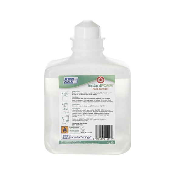 Deb instant foam Uiterst doeltreffend handdesinfectiemiddel op alcoholbasis - DEB INSTANTFOAM DESINFECT 1 LTR