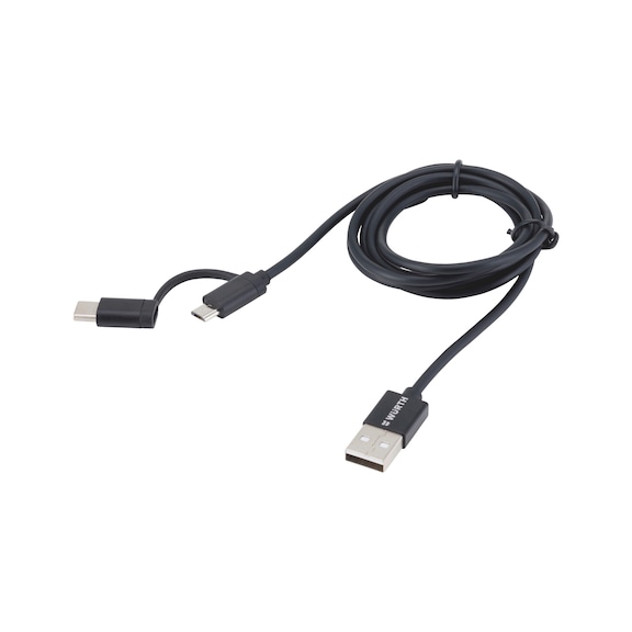 Câble de données et charge USB Connecteur 2 en 1 Micro USB et USB C - CHRCBL-F.MICROUSB-120CM