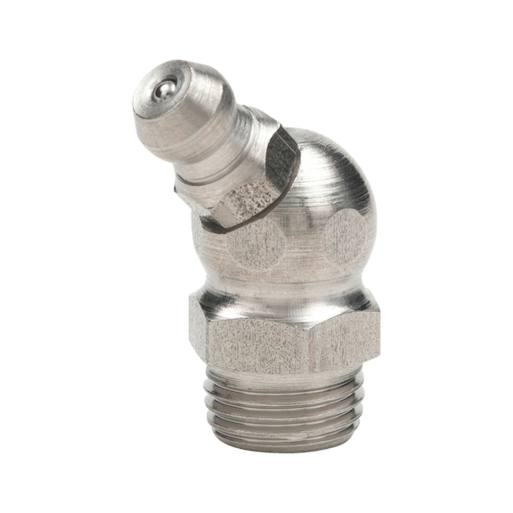 Cone grease nipple, inch, shape B, angled shape 45° DIN 71412, shape B, A1 stainless steel - 1