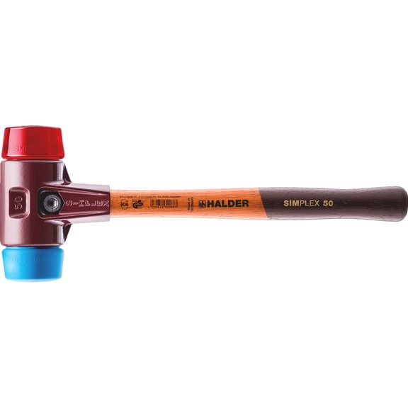 Halder Simplex Mallet With Black Rubber & Superplastic Inserts/Cast Iron Housing & Wood Handle Main Md