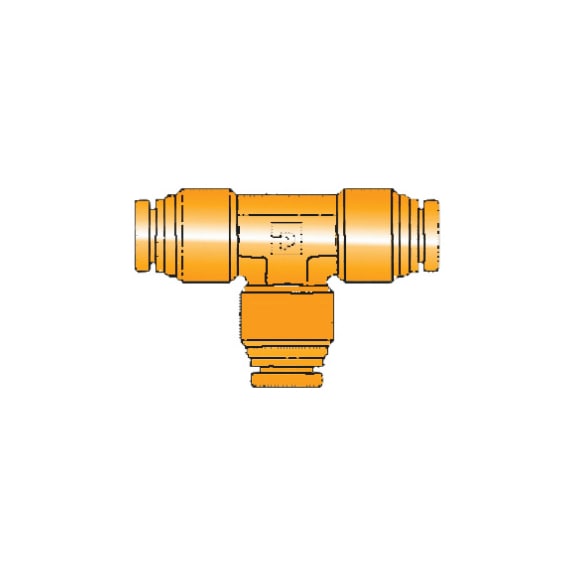 Push-In connector T-shape, brass - 2
