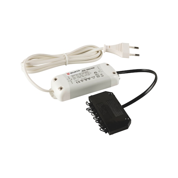 Elektronischer Sicherheitstransformator für LED-Leuchten mit Stecksystem LD1 - TRAFO-ET-LED-9FACH-LD1-9W-350MA-DC