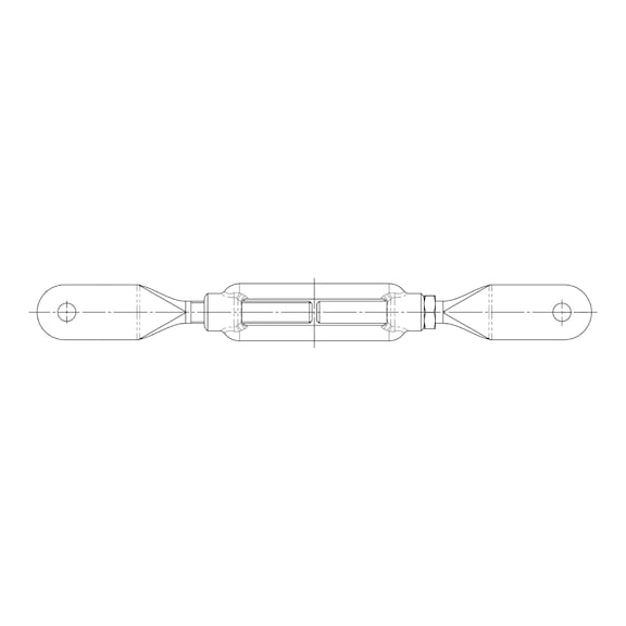 Turnbuckle with flat leaf bolts and lock nut DIN 1480 (open shape), steel S235JR, zinc-plated - 2