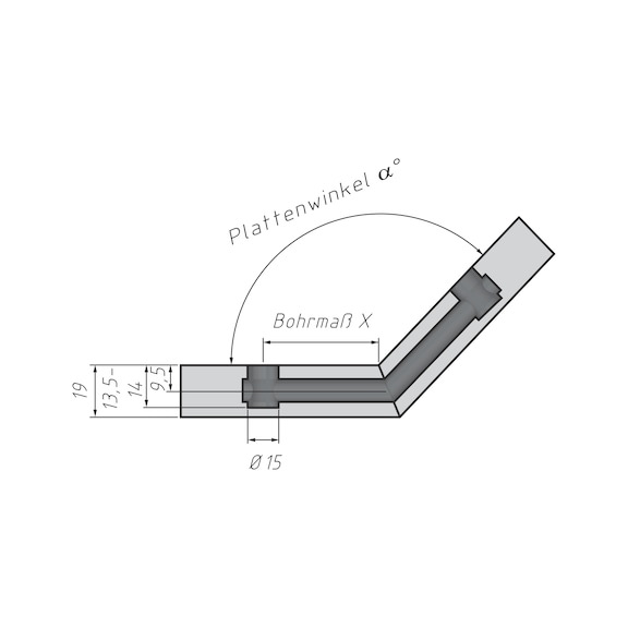 Mitre bolt for furniture connector SE 15 - 3
