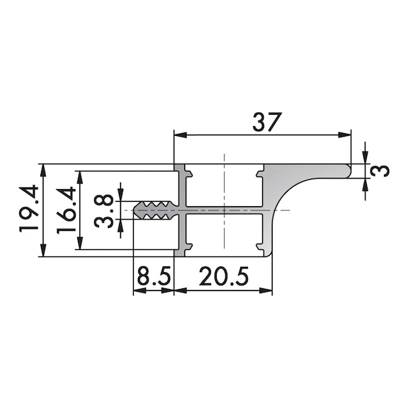Aluminium recessed handle Type OV - 2