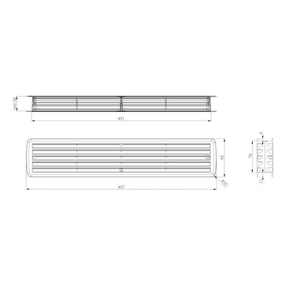 Ventilation grille for room doors type A - 2