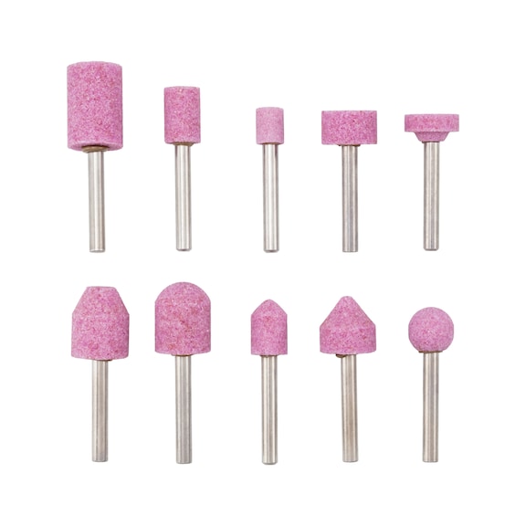 Sortiment med specielt sammensatte slibestifter med aluminiumoxid, pink 10 dele. - 1