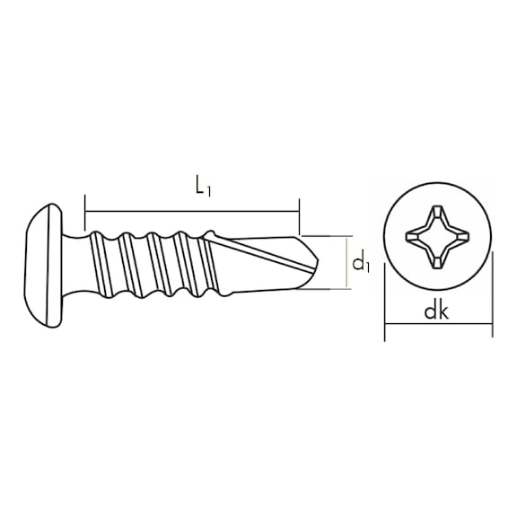Drilling screw, flat head, inch - 2