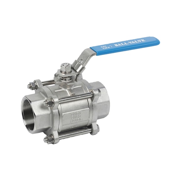 Acid-proof steel ball valve, 3-piece - 1