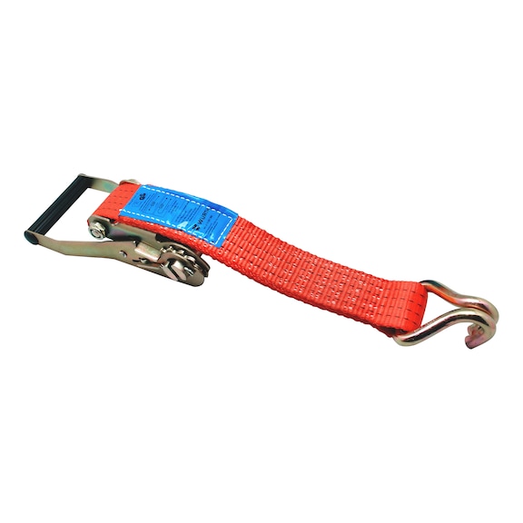 Ratchet strap with standard ratchet and double-pointed hook