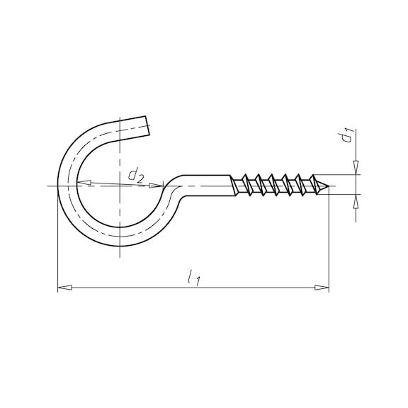 Screw hook, bent With wood screw thread, zinc-plated steel, blue passivated (A2K) - 2