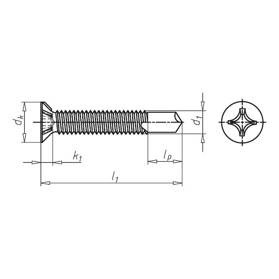 Window construction screw, self-drilling, countersunk milling head FEBOS<SUP>®</SUP> M - 2