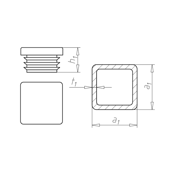 Kunststoff-Endkappe, quadratisch für quadratische Rohre - 2