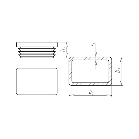 Plastic end cap, rectangular For rectangular pipes - 2