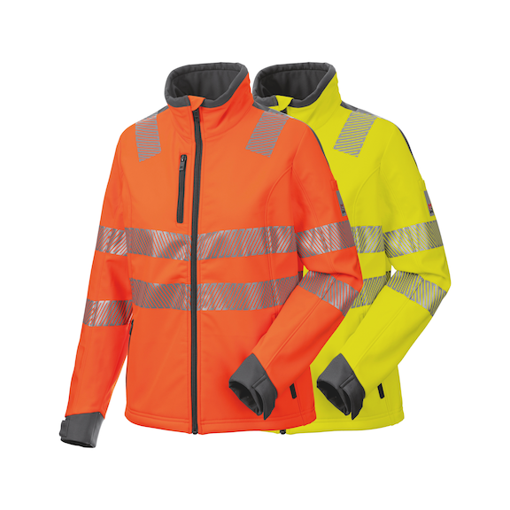 Neon ladies' high-visibility softshell jacket