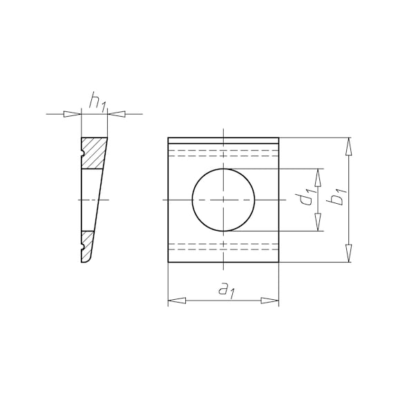 Washer, square, wedge-shaped for U sections - 2