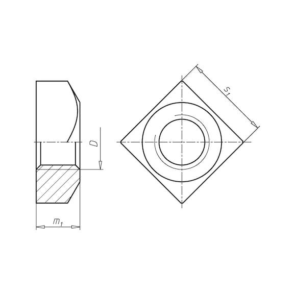 Vierkantmutter DIN 557, Edelstahl A4, blank - 2
