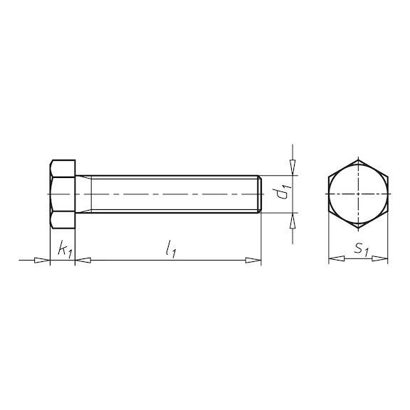 Sechskantschraube mit Gewinde bis Kopf DIN 558, Stahl 4.6, blank - 2