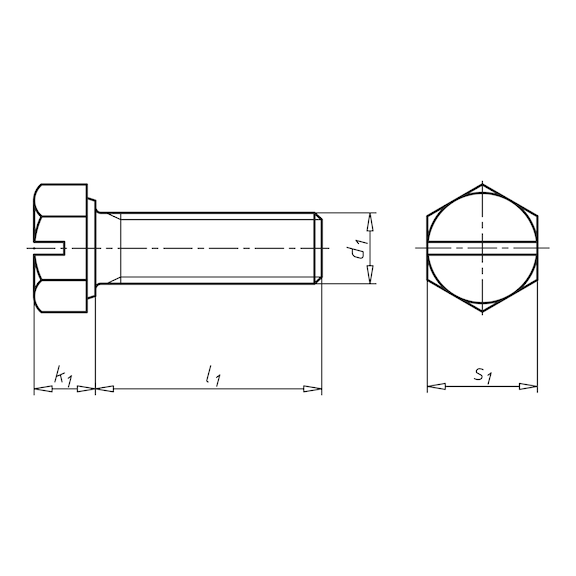 Sechskantschraube mit Gewinde bis Kopf und Schlitz - SHR-DIN933-8.8-SZ-(A2K)-4X12