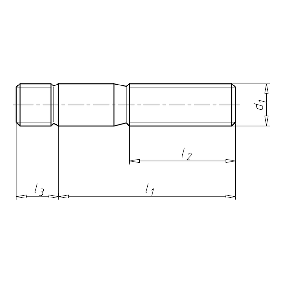Prigioniero con estremità filettata ≈ 1,25 d per la costruzione di contenitori a pressione DIN 939, acciaio inox A2/70 - 2