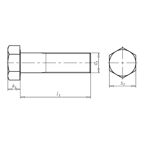 Sechskantschraube mit Schaft und Feingewinde DIN 960, Stahl 10.9, blank - 2