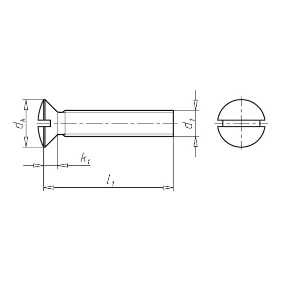 Slotted raised countersunk head screw DIN 964, steel 4.8, plain - 2