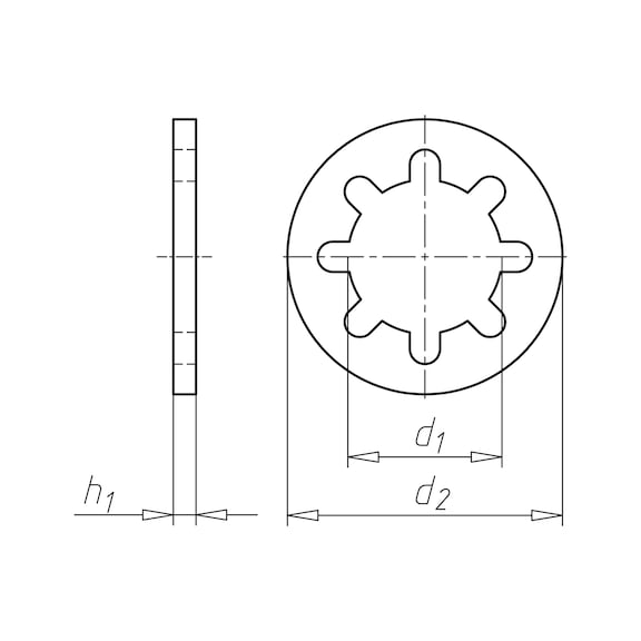 Kartelring, met binnenvertanding, vorm J DIN 6797, staal, blank - 2